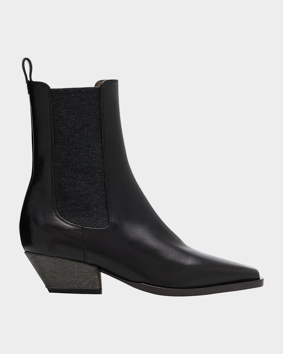 Leather Wool Western Chelsea Booties