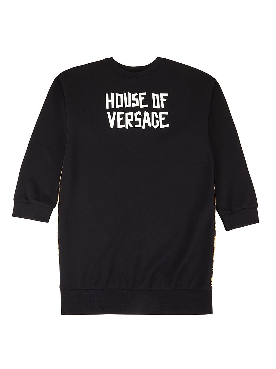 Little Girl's & Girl's Crewneck Sweatshirt Dress - Black White Lipstick - Size 6