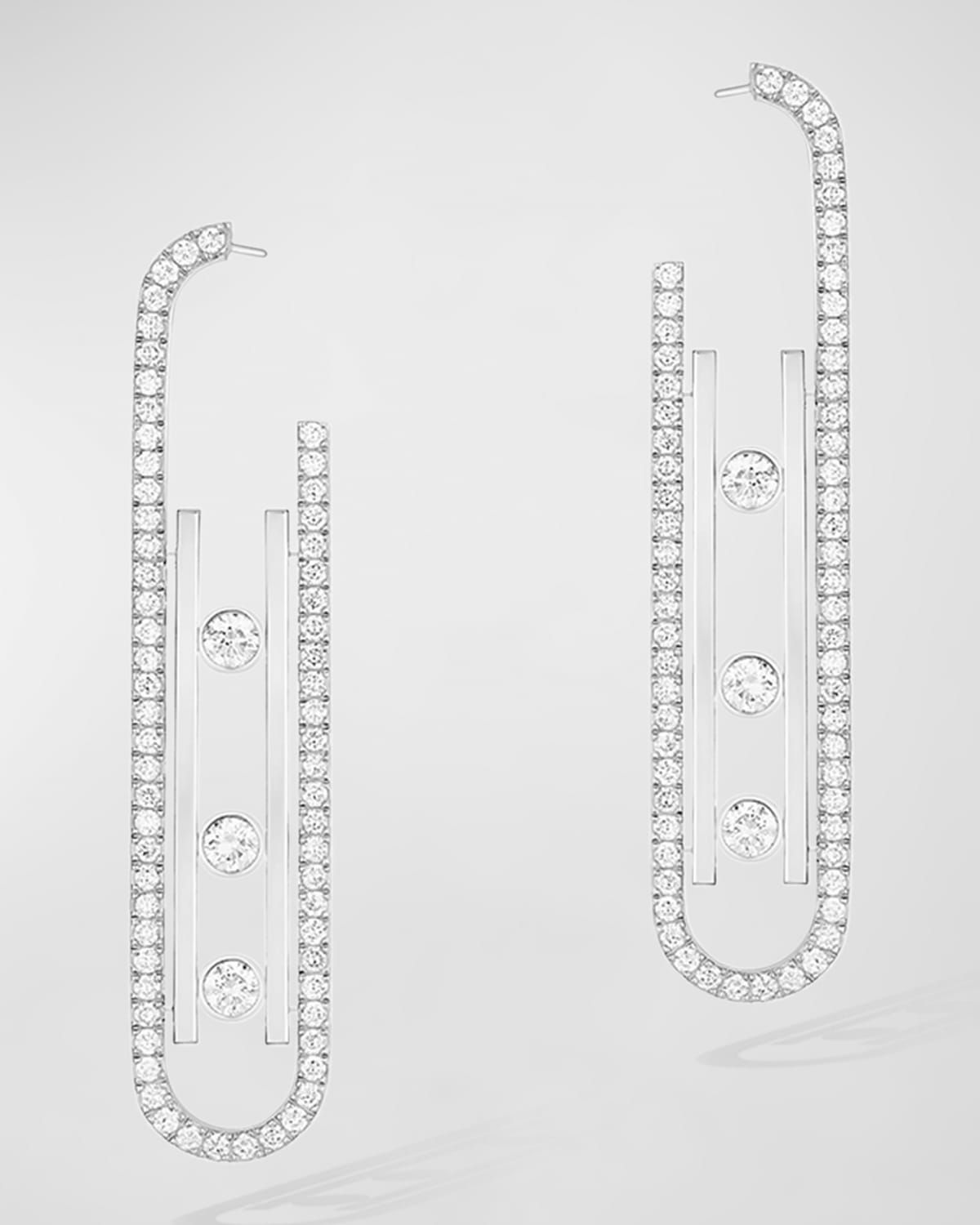 MOVE 10TH 18K WHITE GOLD DIAMOND PENDANT EARRINGS