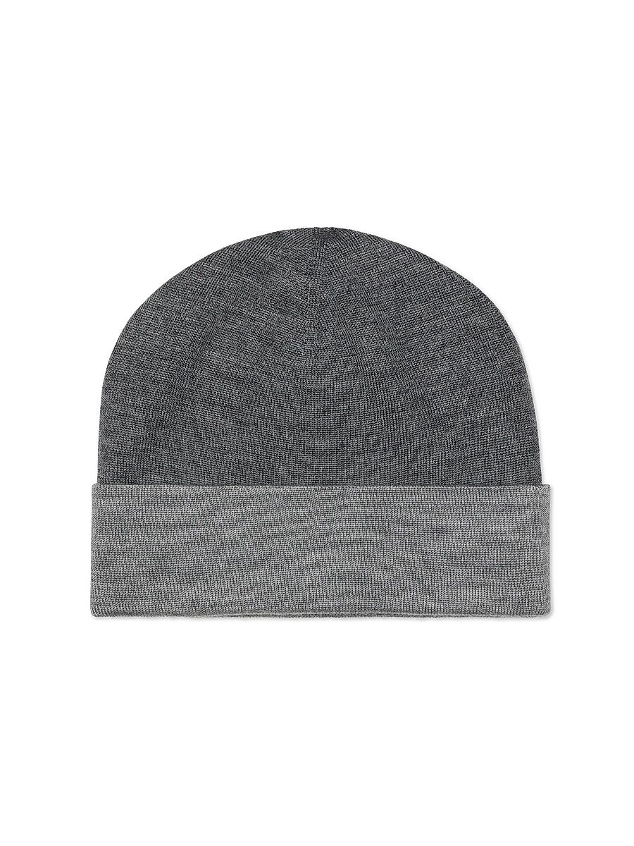 Men's Cashmere and Silk Beanie - Dark Grey - Size XL