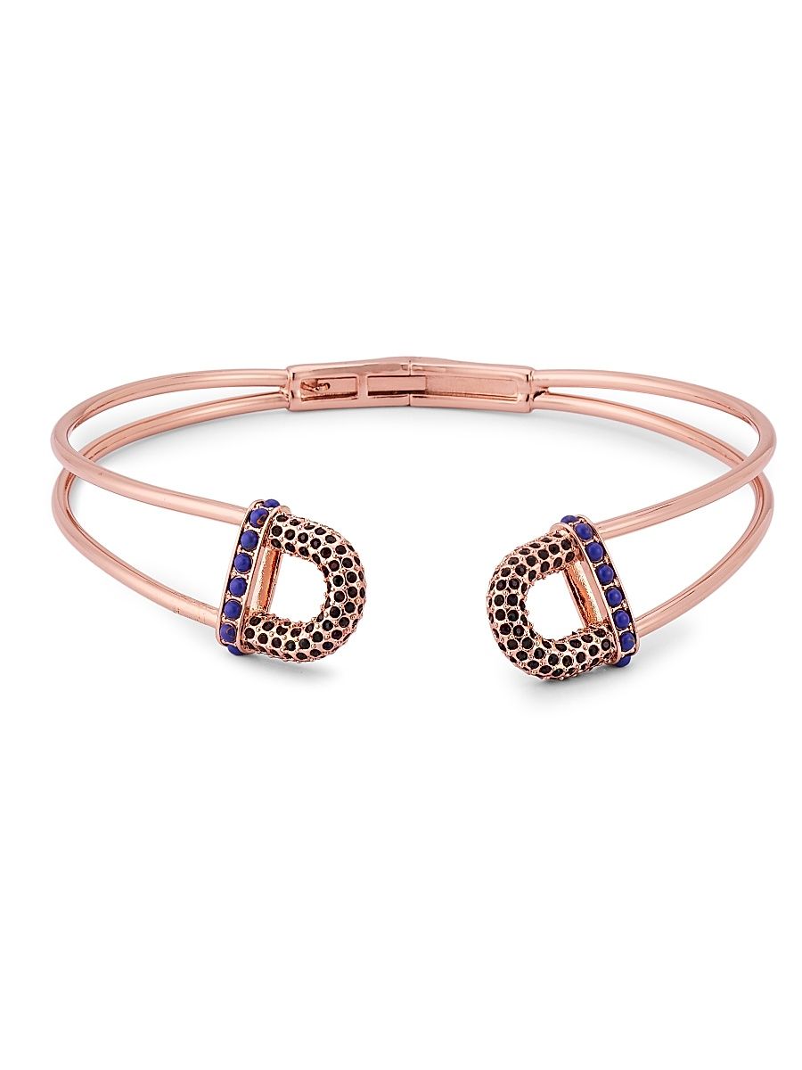 Rose Goldtone, Glass Crystal & Lapis Lazuli Collar Necklace