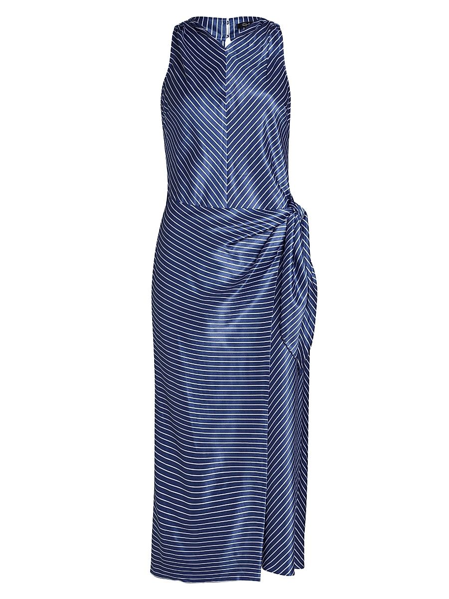 Women's Cairo Satin Stripe Midi-Dress - Twilight Stripe - Size Small