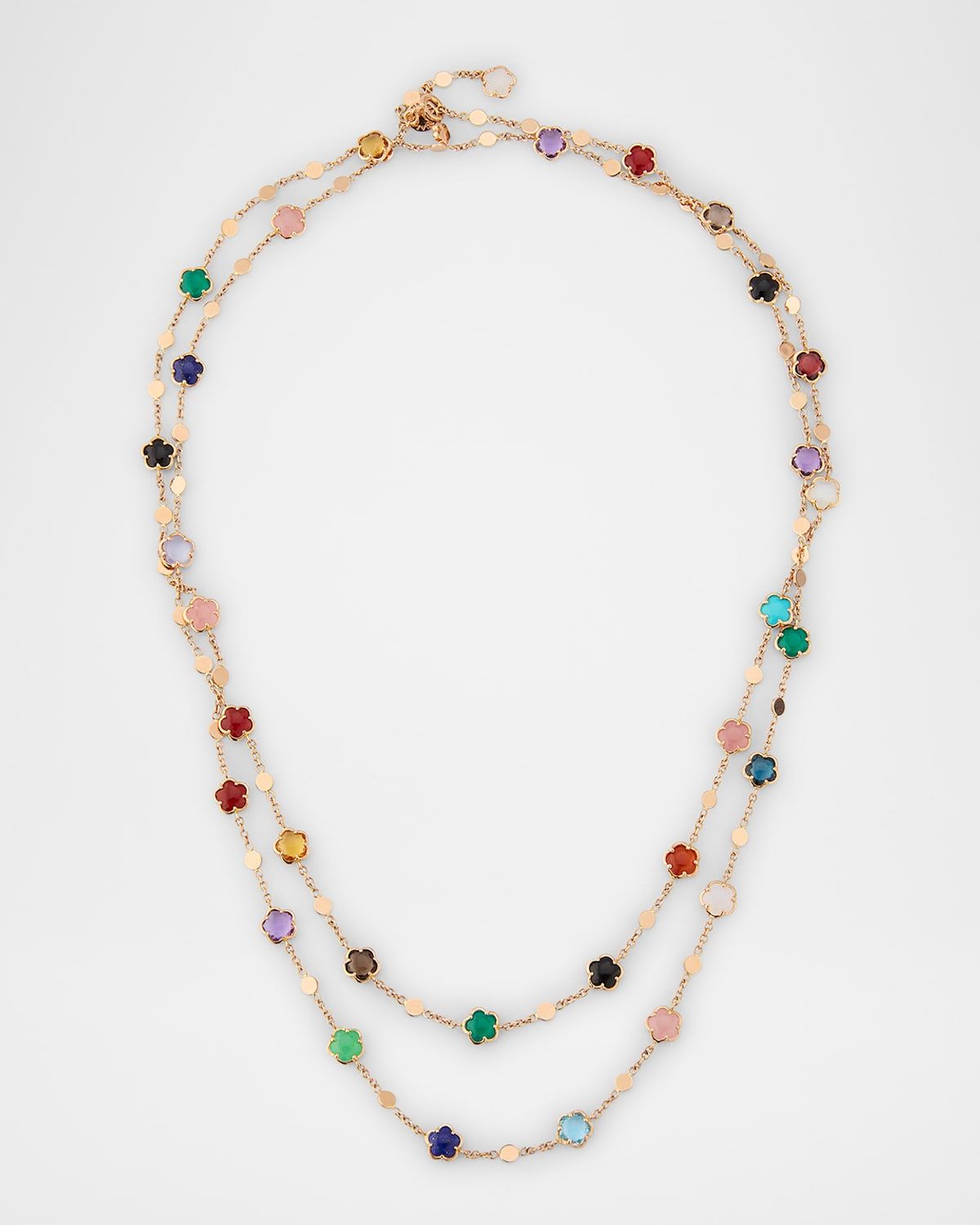 18K Rose Gold Figlia dei Fiori Long Necklace with Multicolor Stones