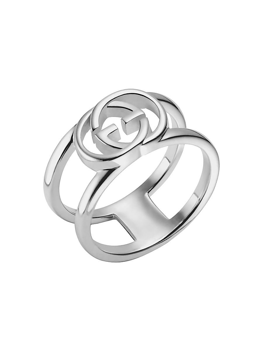 Women's Ring With Interlocking G Motif In Sterling Silver - Silver - Size 7