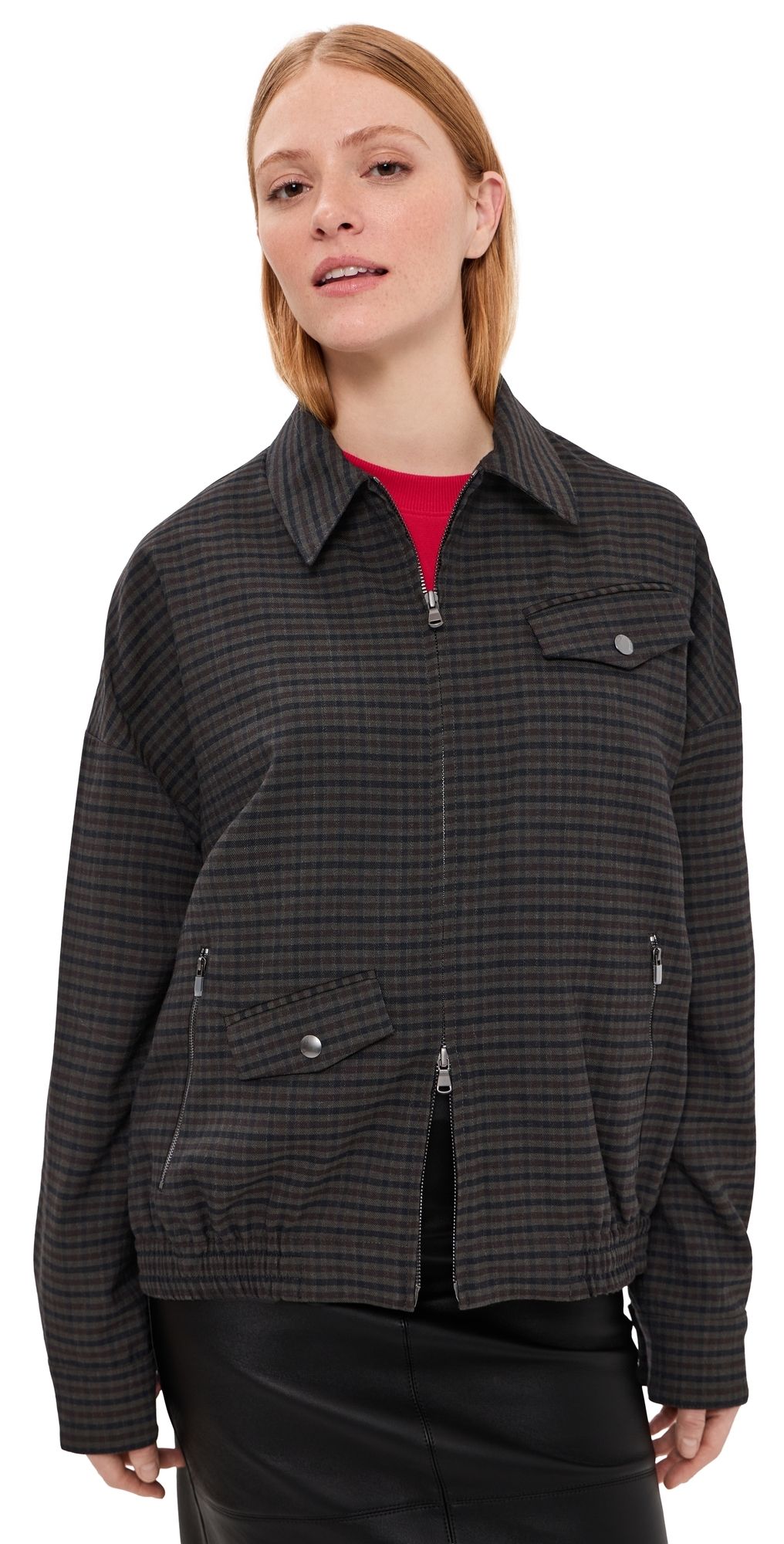 Tibi Cedrick Suiting Bomber Jacket Grey Multi L