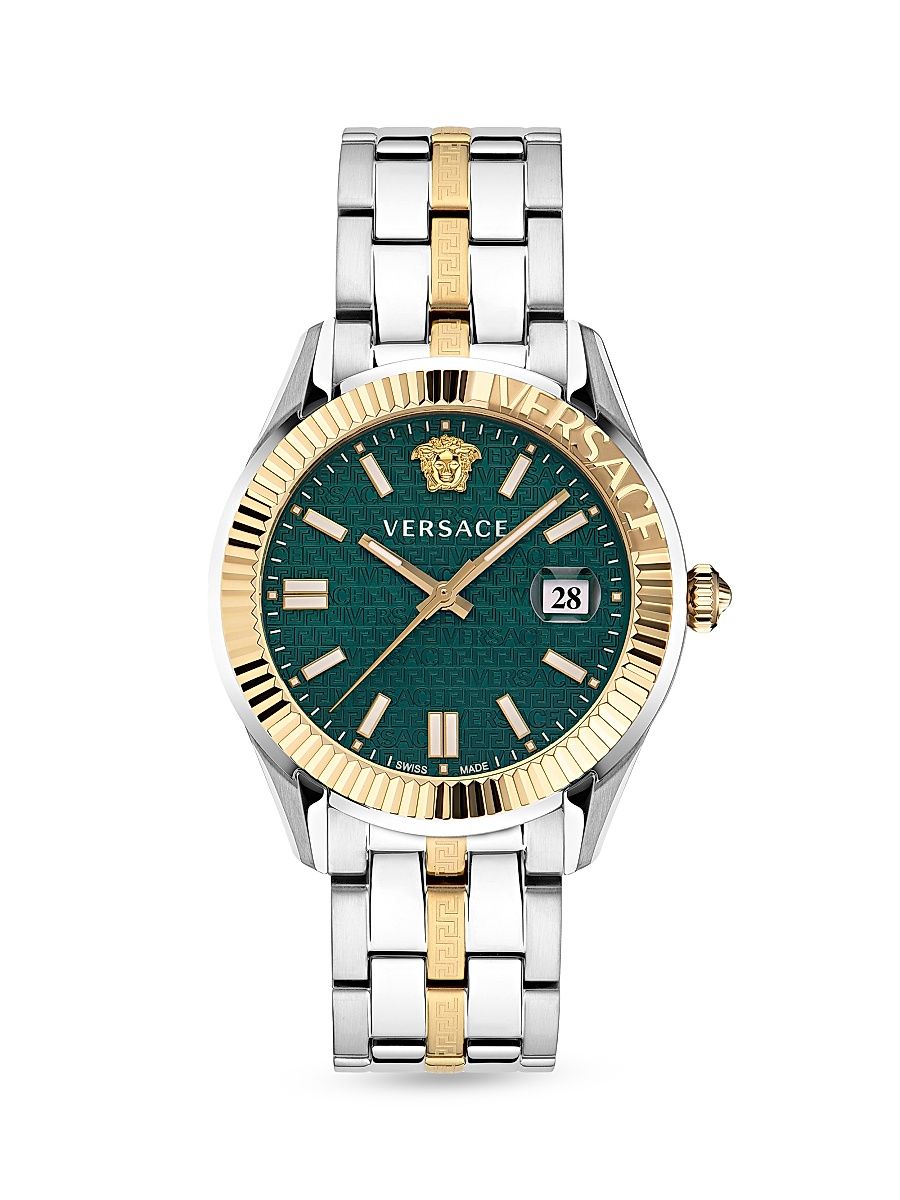 Men's Greca Logo Two-Tone Stainless Steel Bracelet Watch - Two Tone