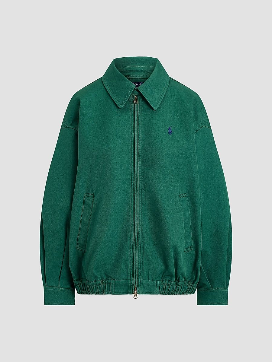 Polo Ralph Lauren Women's Oversized Cotton Windbreaker Jacket - Bush Green - Size XS