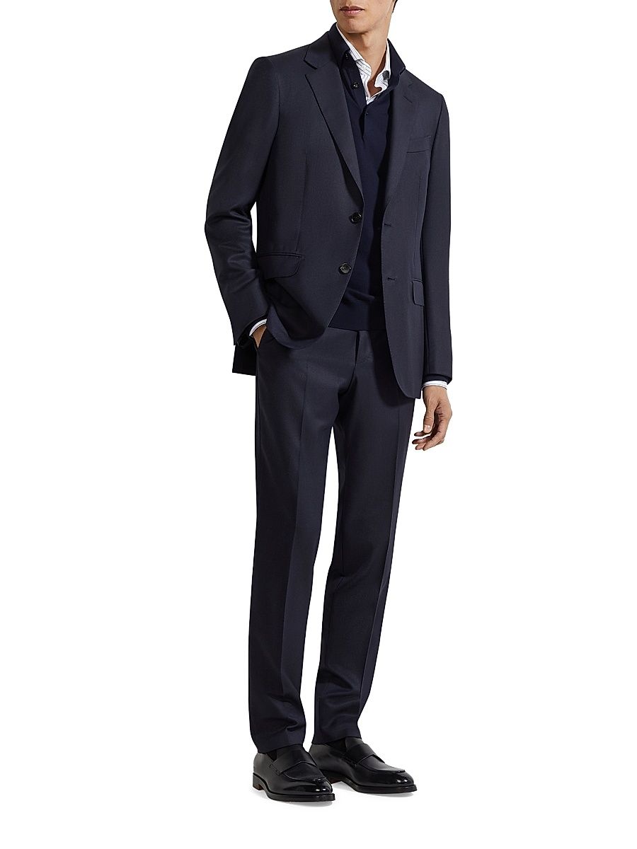 Men's Oasi Cashmere Suit - Navy Blue - Size 46