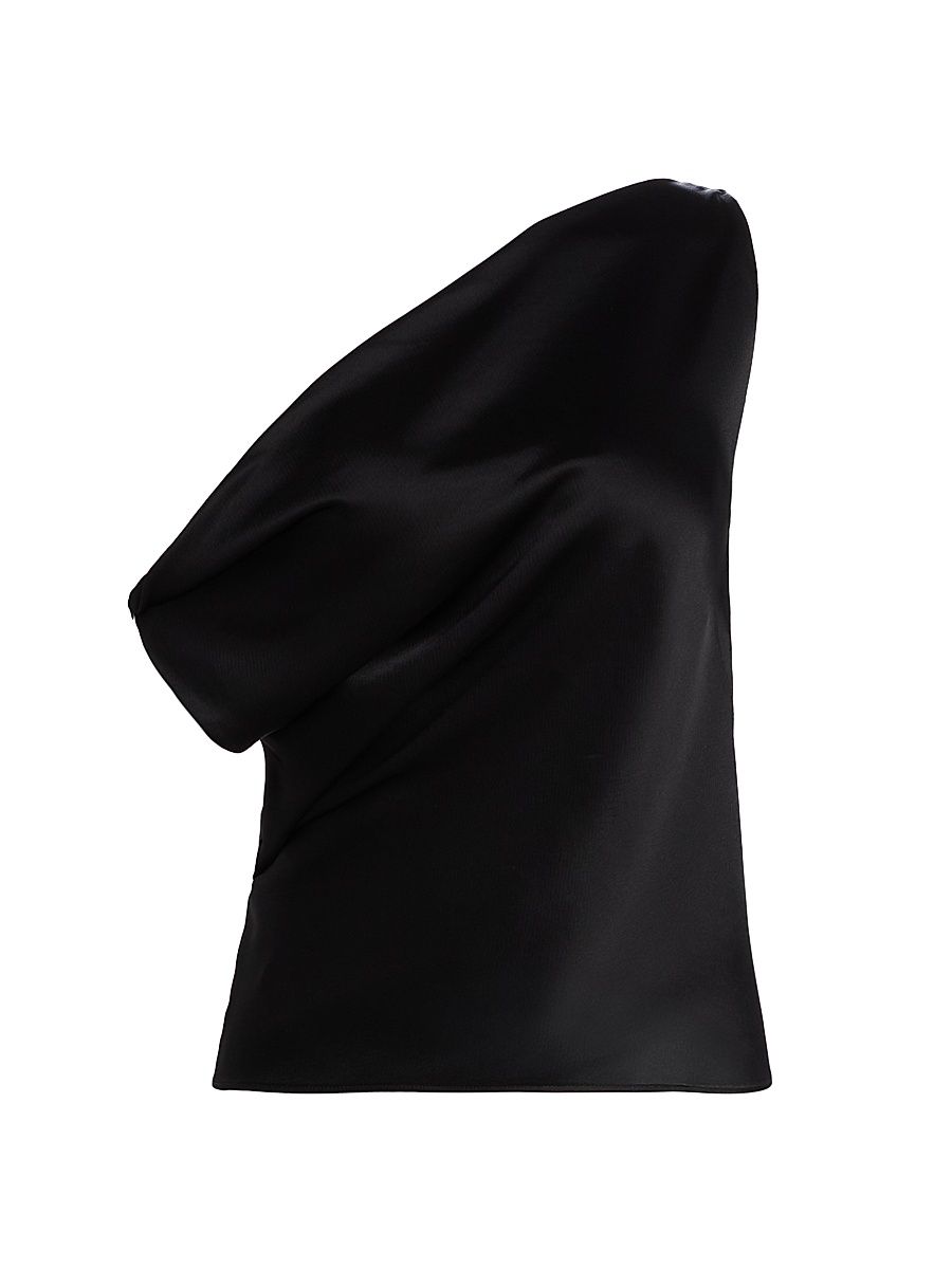 Women's Barb Silk Off-The-Shoulder Shell - Black - Size Large