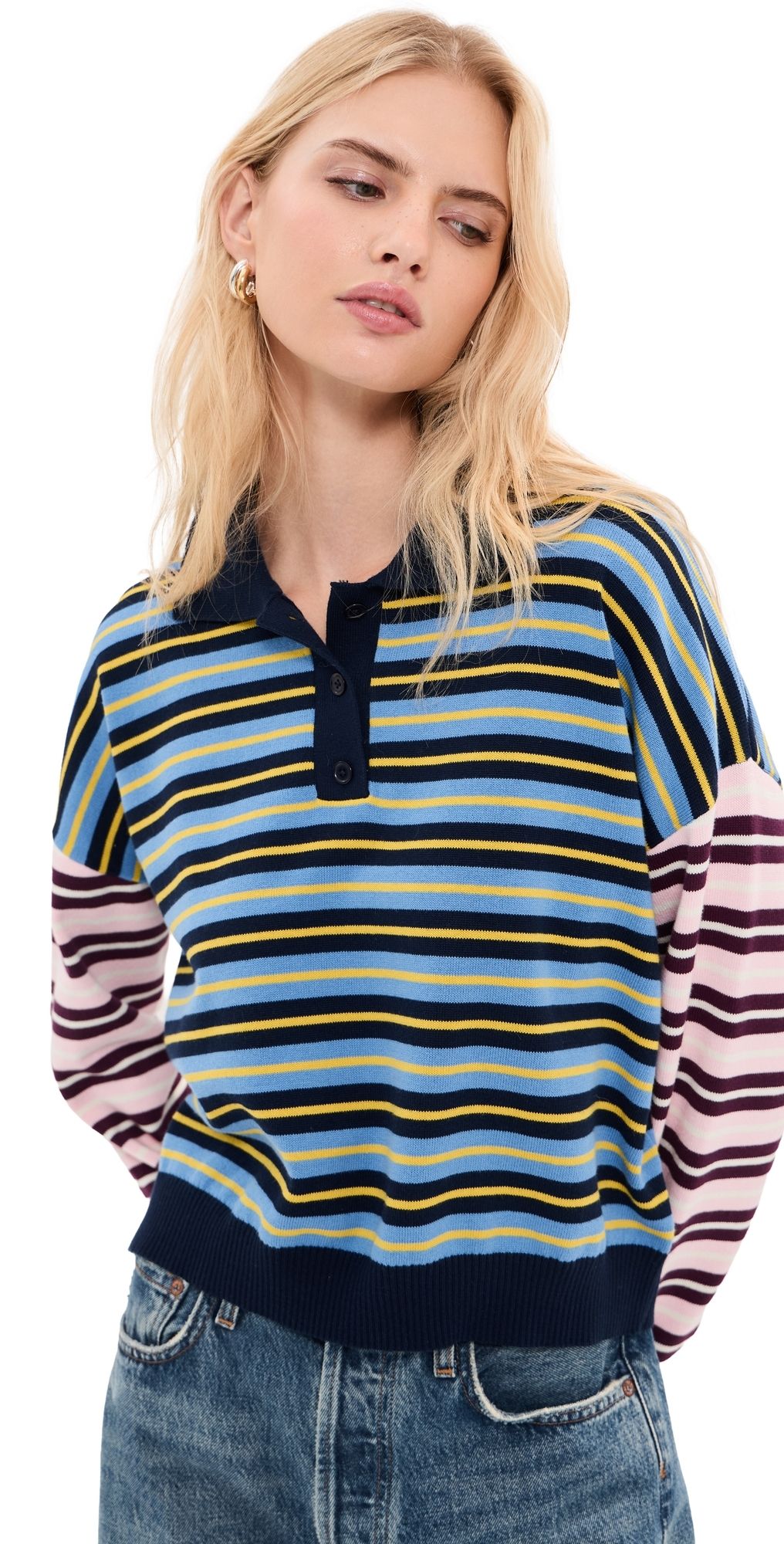 LE BOP Zadie Cropped Polo Blue Mix L