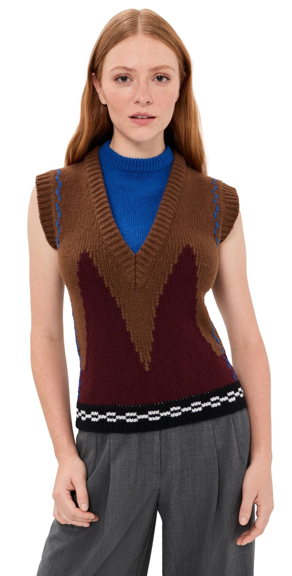 Marni Roundneck Sweater Vest Sadelle Brown 36