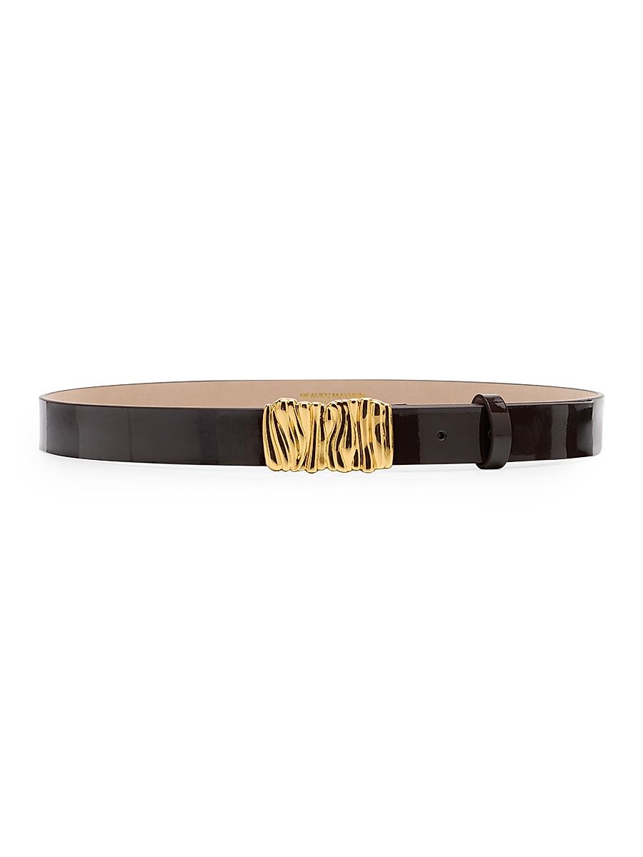 Women's Medium Gaia Leather Belt - Brown - Size Medium