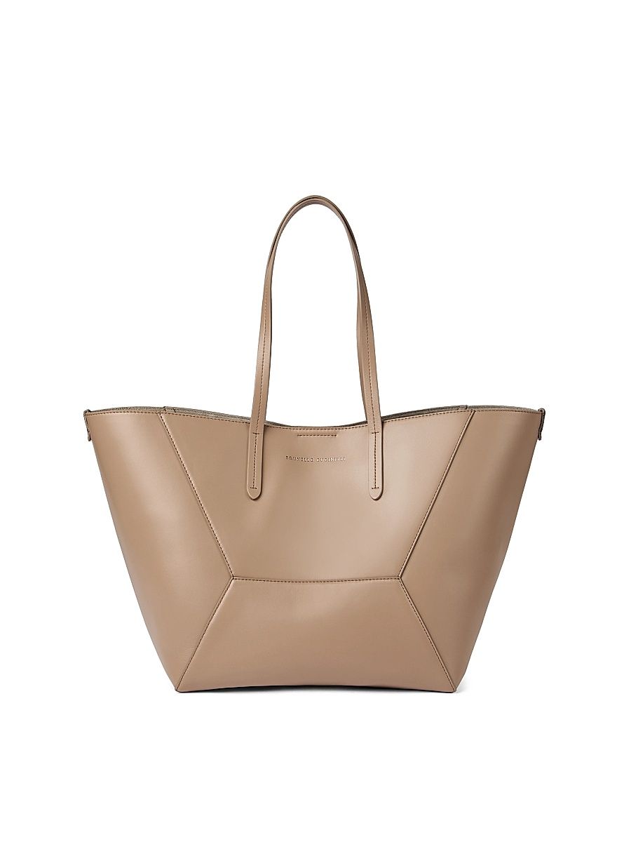 Women's Duo Bag in Calfskin with Monili - Hazelnut