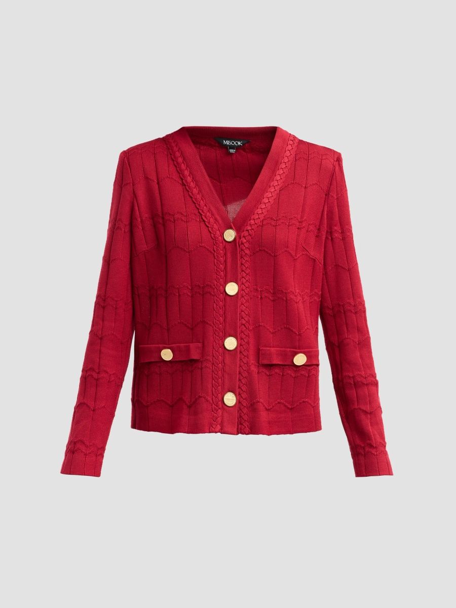Misook Women's Textured-Knit Cardigan - Scarlet Red - Size XXL