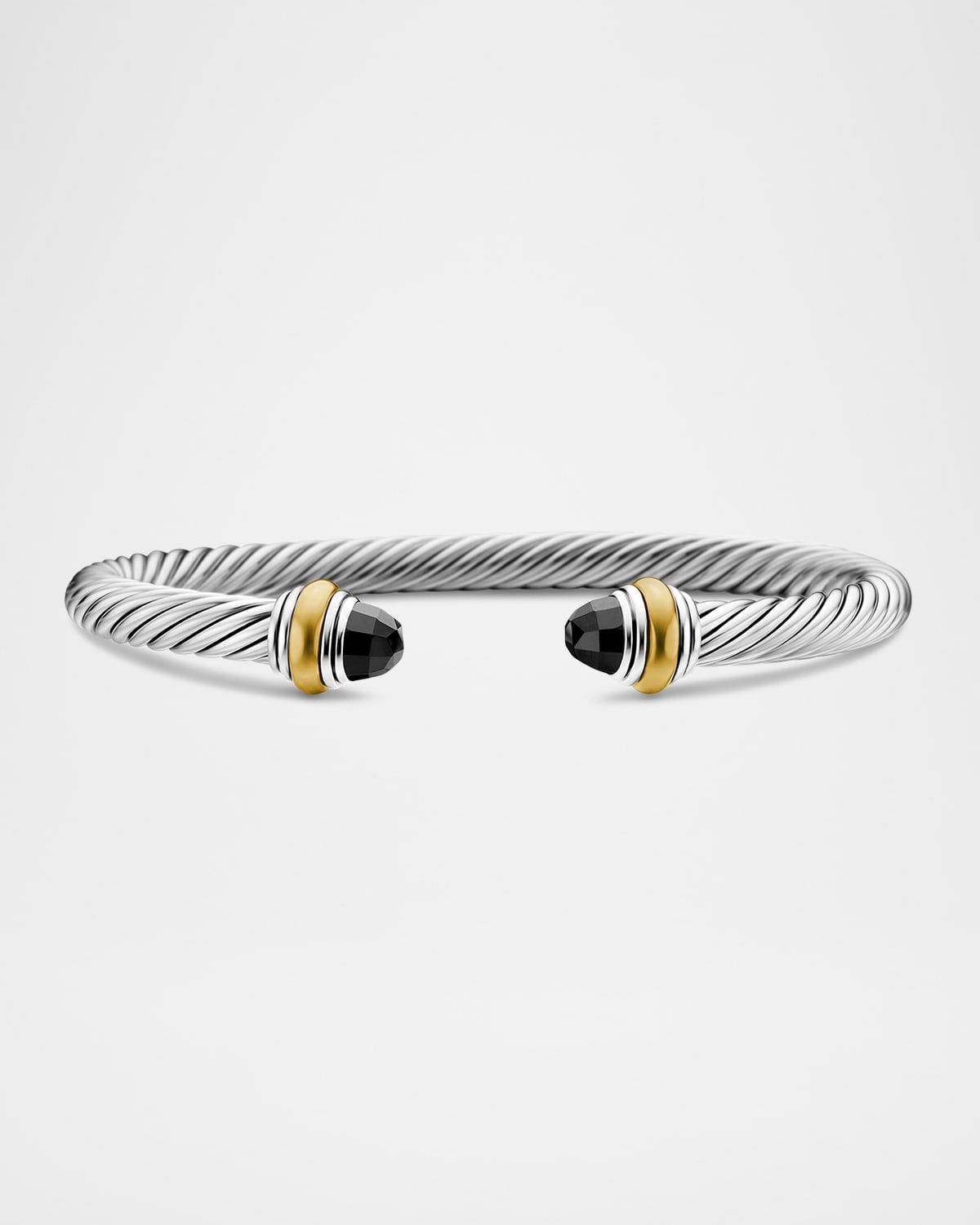 Cable Bracelet with Gemstone in Silver with 14K Gold, 5mm