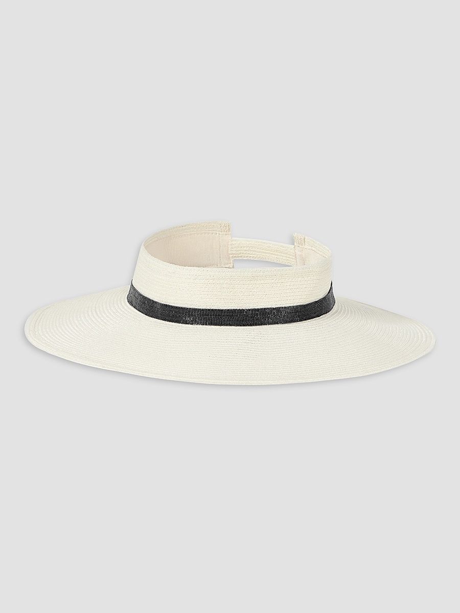 Women's Hemp Visor with Precious Band - White - Size XS
