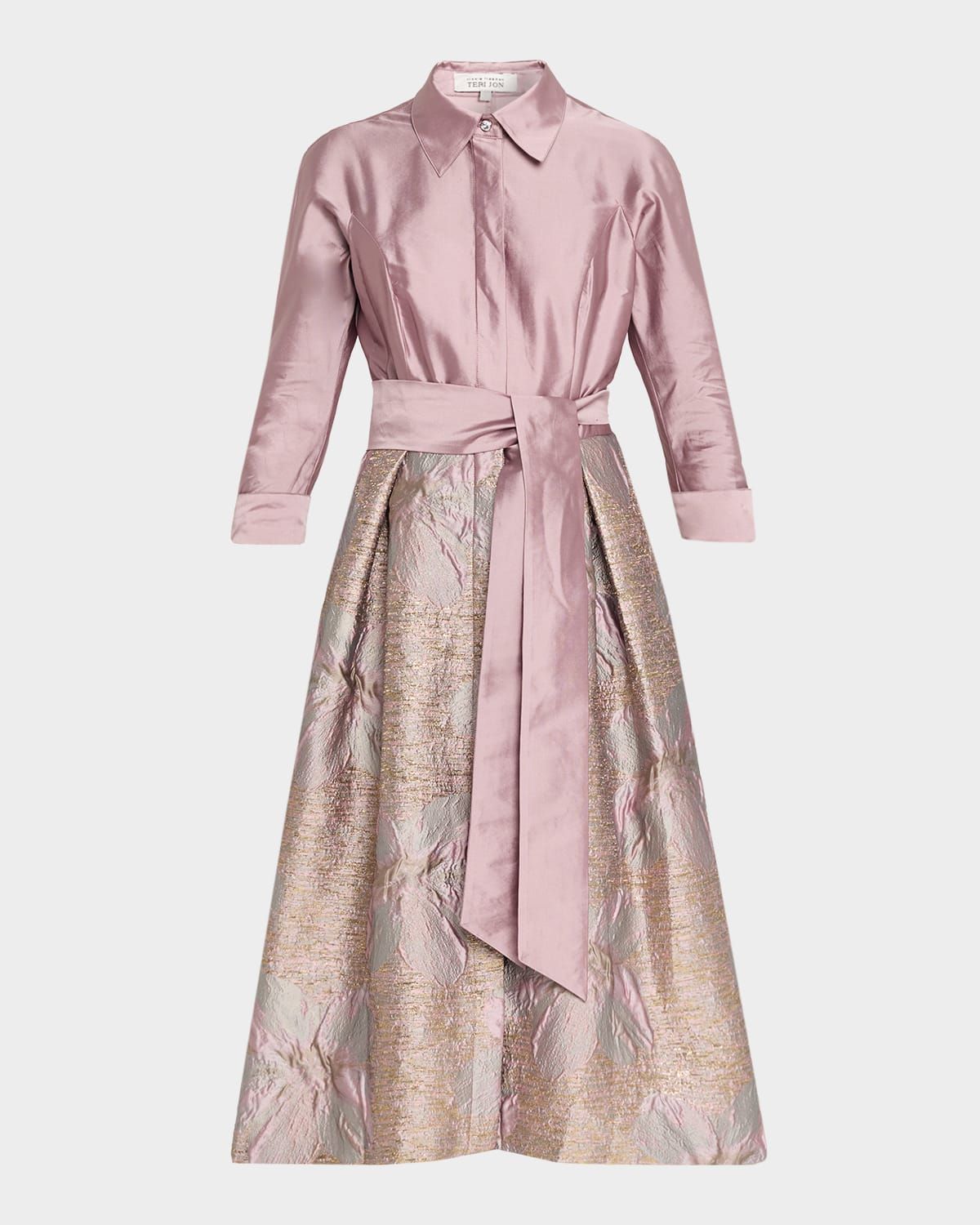 Taffeta Floral Jacquard Midi Shirtdress