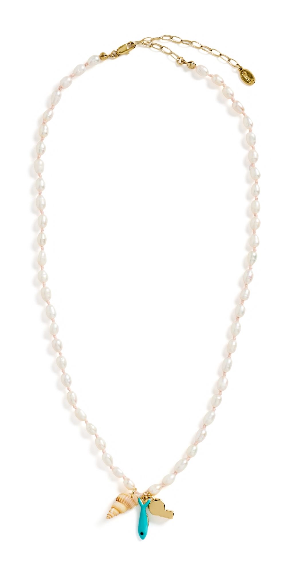 Clare V. Freshwater Pearl Charm Necklace Cream Multi One Size