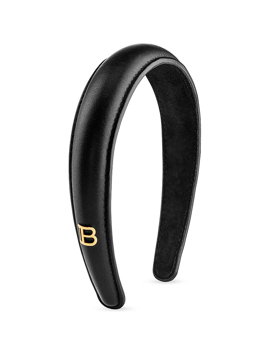 Women's Gold-Plated Leather Puffed Headband