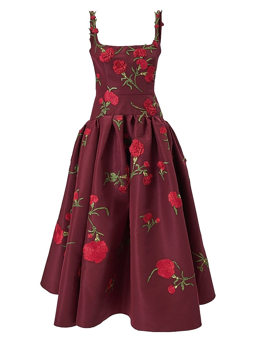 Women's Carnation-Embroidered Cocktail Dress - Rioja Multi - Size 8