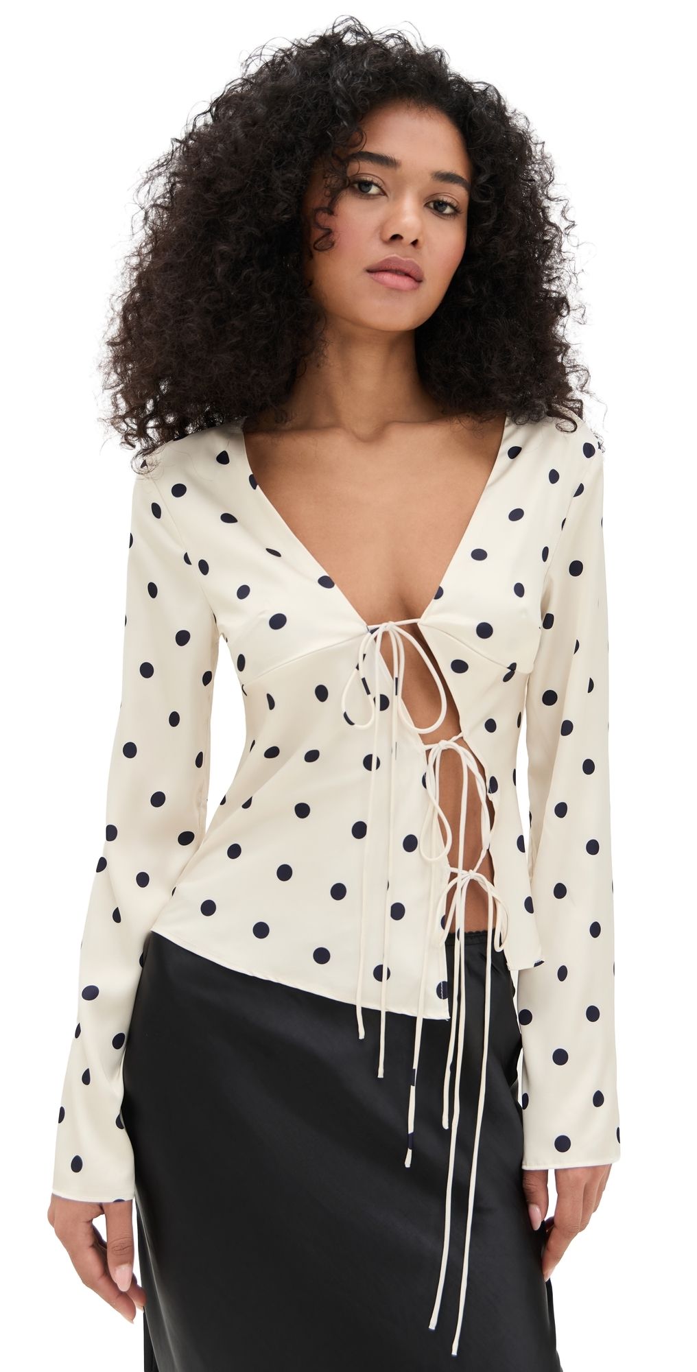 Lioness Mariah Long Sleeve Blouse Cream Polka XL
