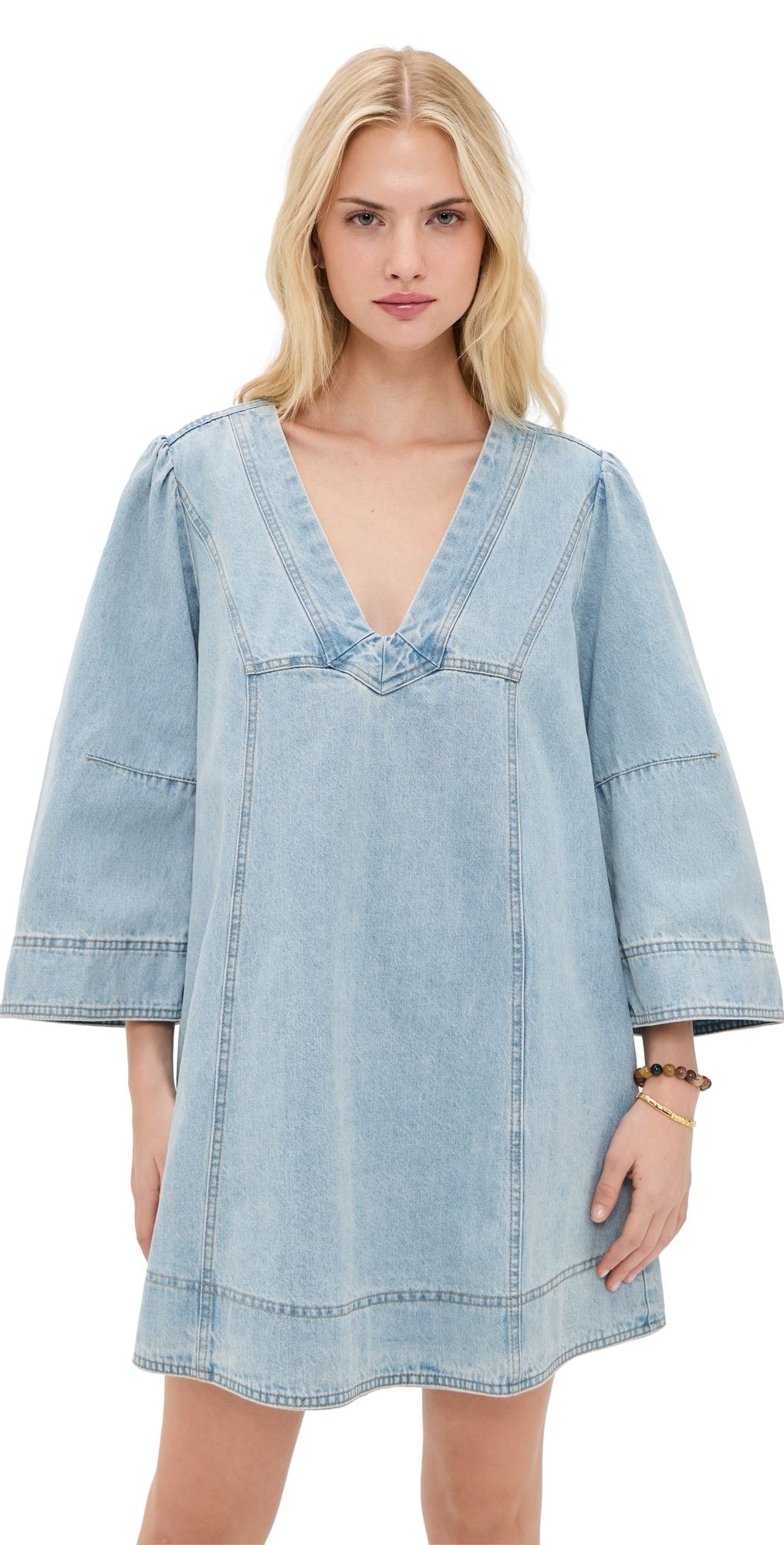Free People Goldie Balloon Sleeve Celestial Blue XS