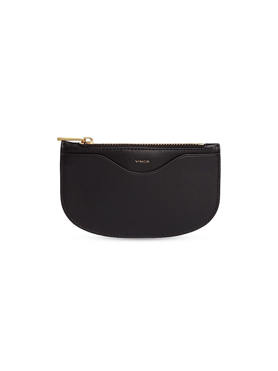 Women's Demma Half Moon Leather Card Case - Black