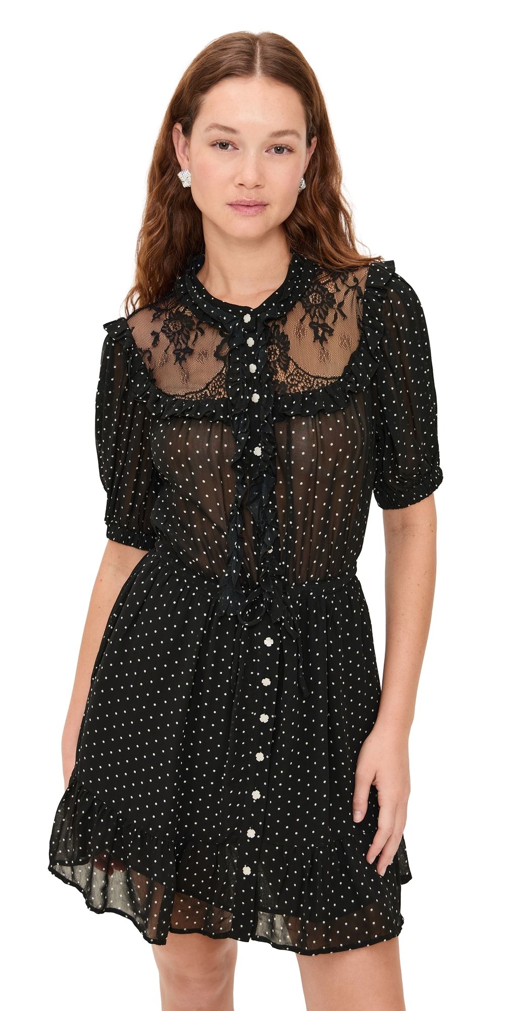 Sea Melody Polka Dot Dress Black XXS