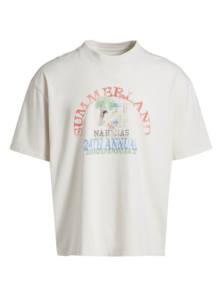 Men's Point Dune Races Boxy T-Shirt - Egg White - Size Medium