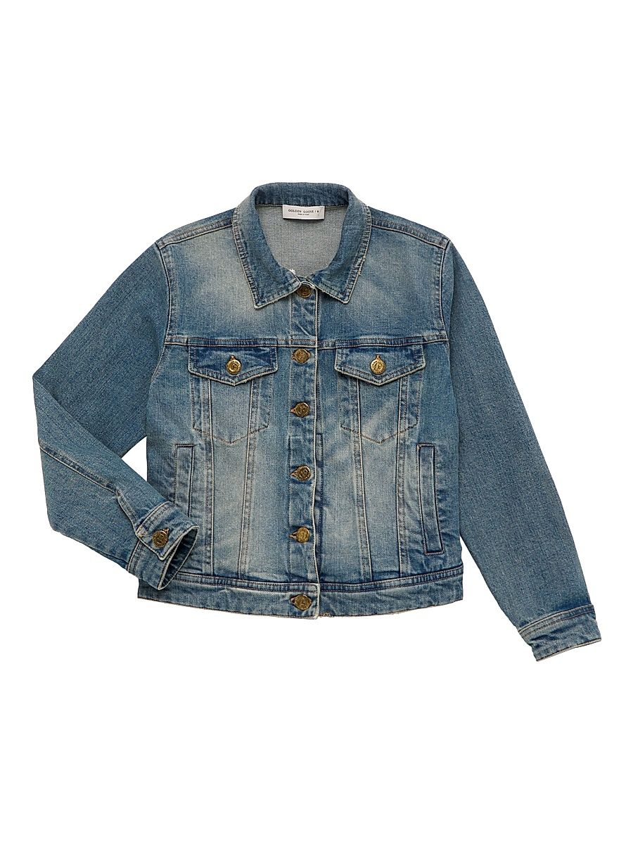 Little Kid's & Kid's Journey Patch Logo Denim Jacket - Medium Blue - Size 14