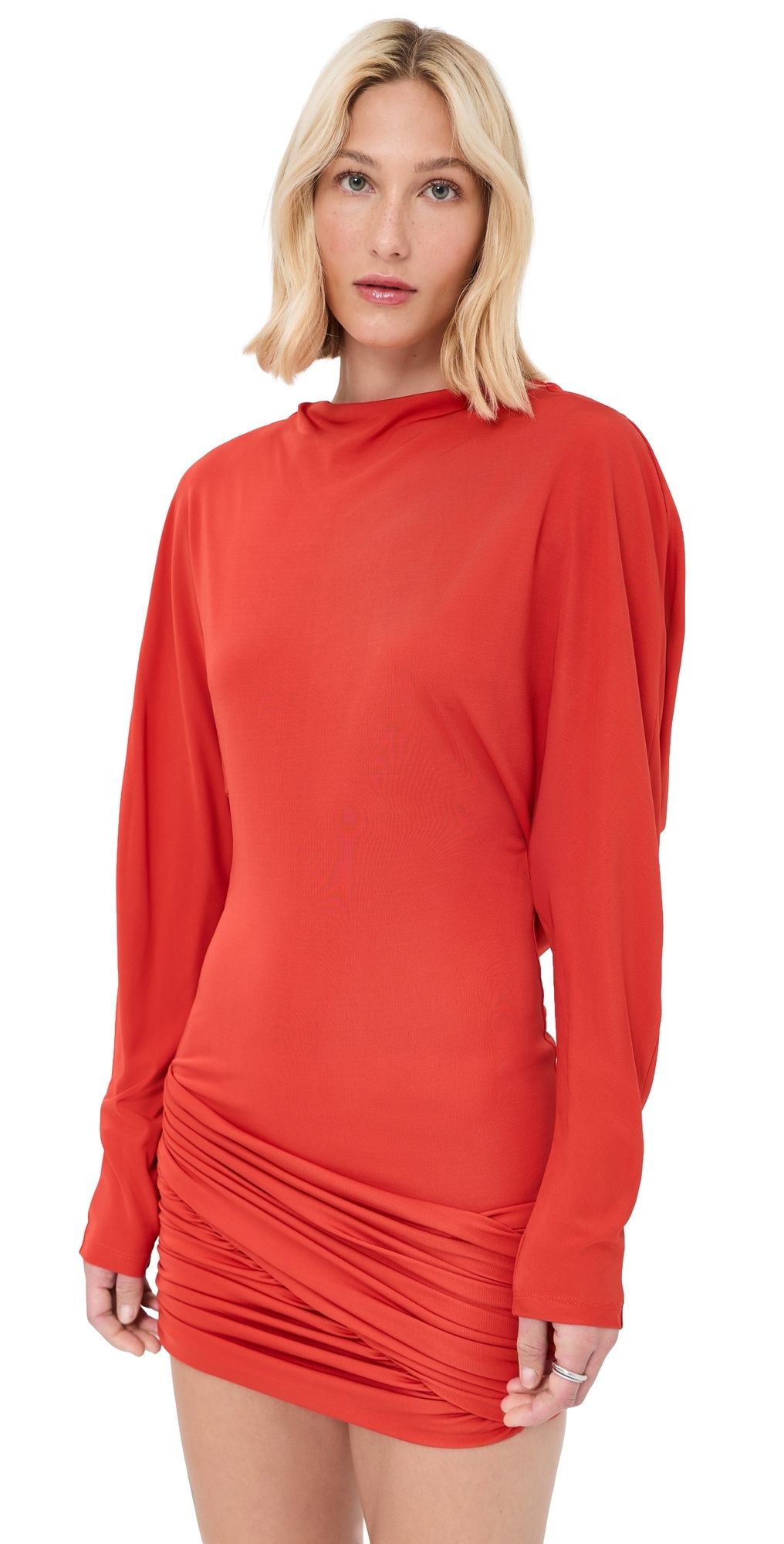 Christopher Esber Luna Draped Jersey Mini Dress Tangerine 4