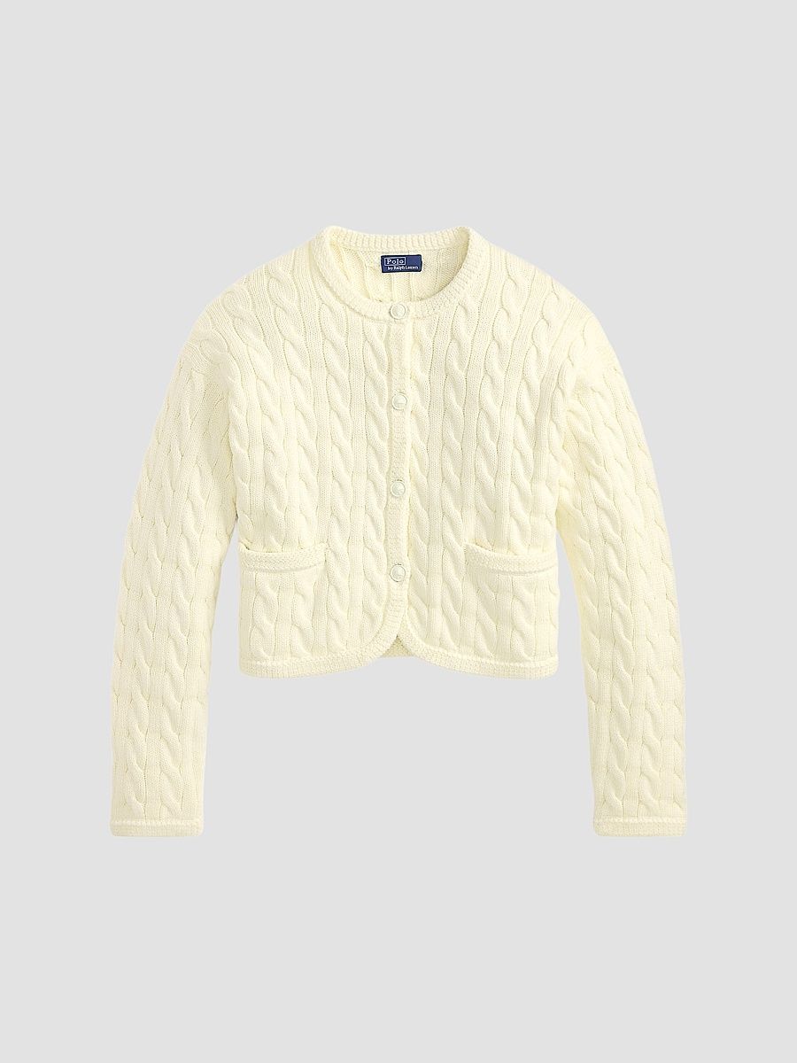 Polo Ralph Lauren Women's Cable-Knit Cotton-Blend Cardigan - Clubhouse Cream - Size XS