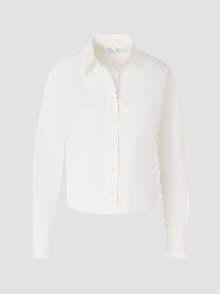 Women's Cotton Poplin Crop Shirt - Cream - Size 16