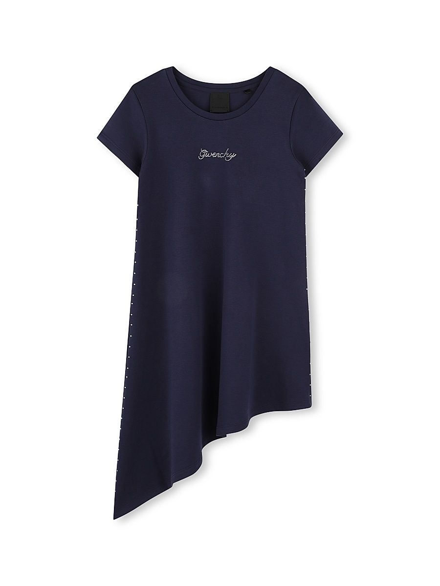Little Girl's & Girl's Asymmetric Logo Dress - Navy - Size 4