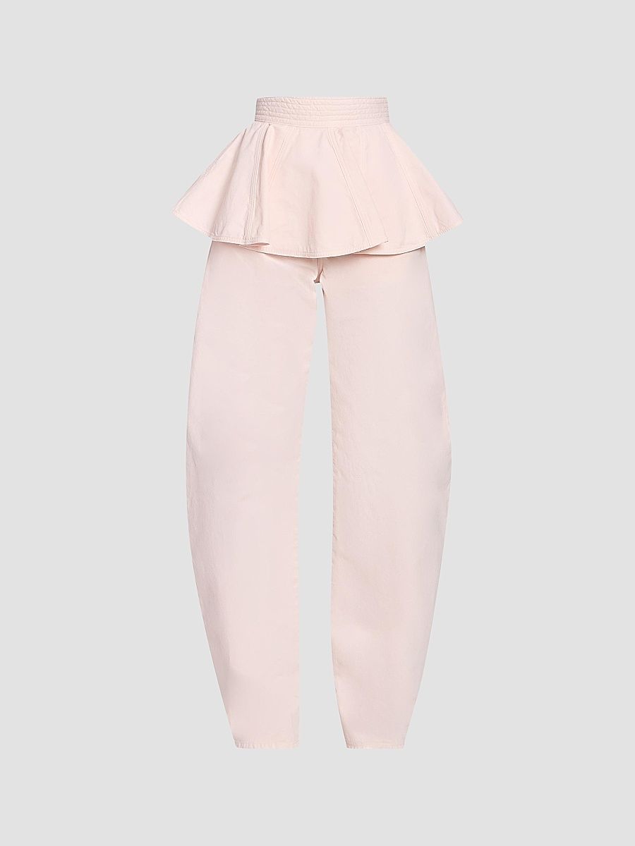 ALAÏA Women's Tinted Peplum Denim Belt - Rose Pale - Size 10