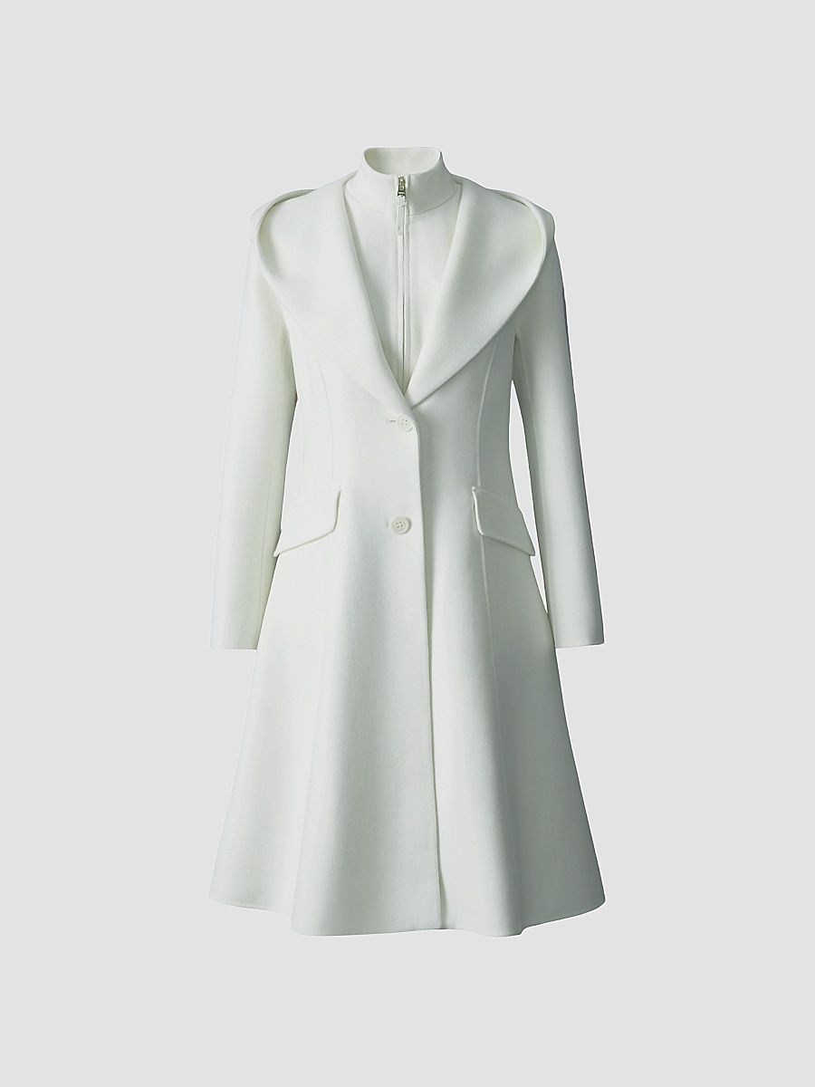 Women's Gloria Wool Removable Bib Coat - Cream - Size Small