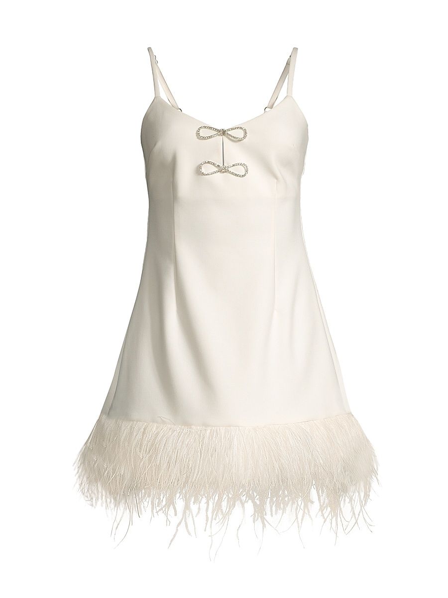 Women's Mariany Feathered Minidress - White - Size 14