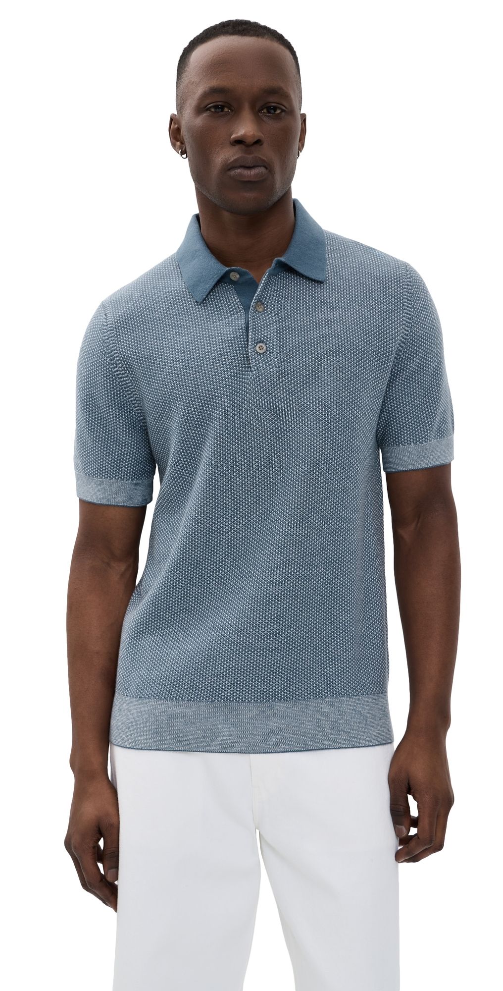 Vince Geo Jacquard Polo Uniform Blue/Classic Cream M