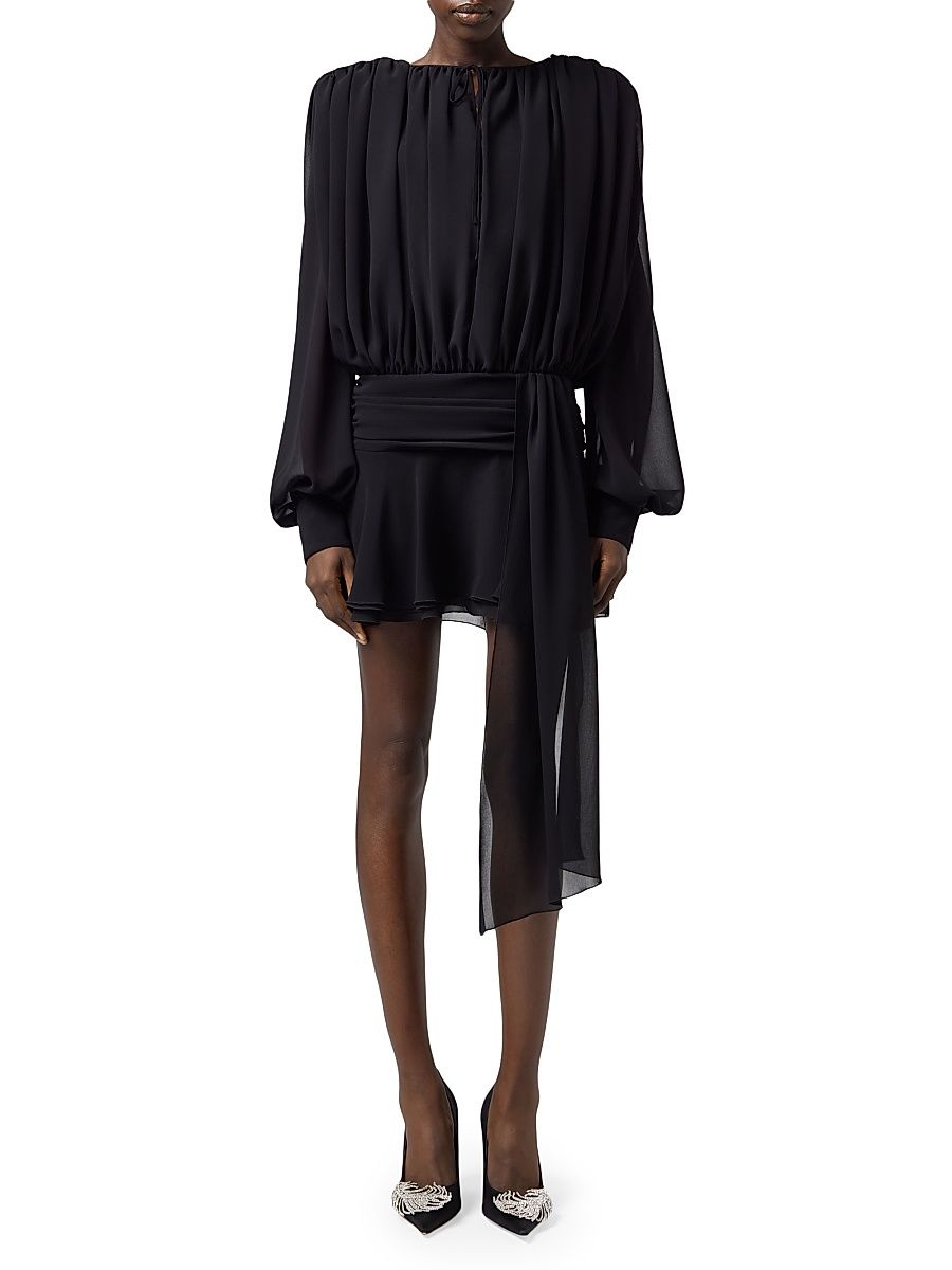 Women's Act II: The Fall Of Icarus Silk Blouson Minidress - Black - Size 8