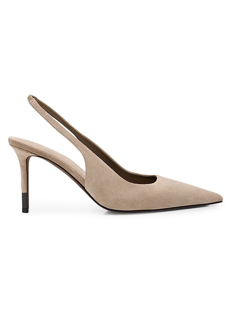 Women's 80MM Suede Slingback Pumps - Ice - Size 5.5
