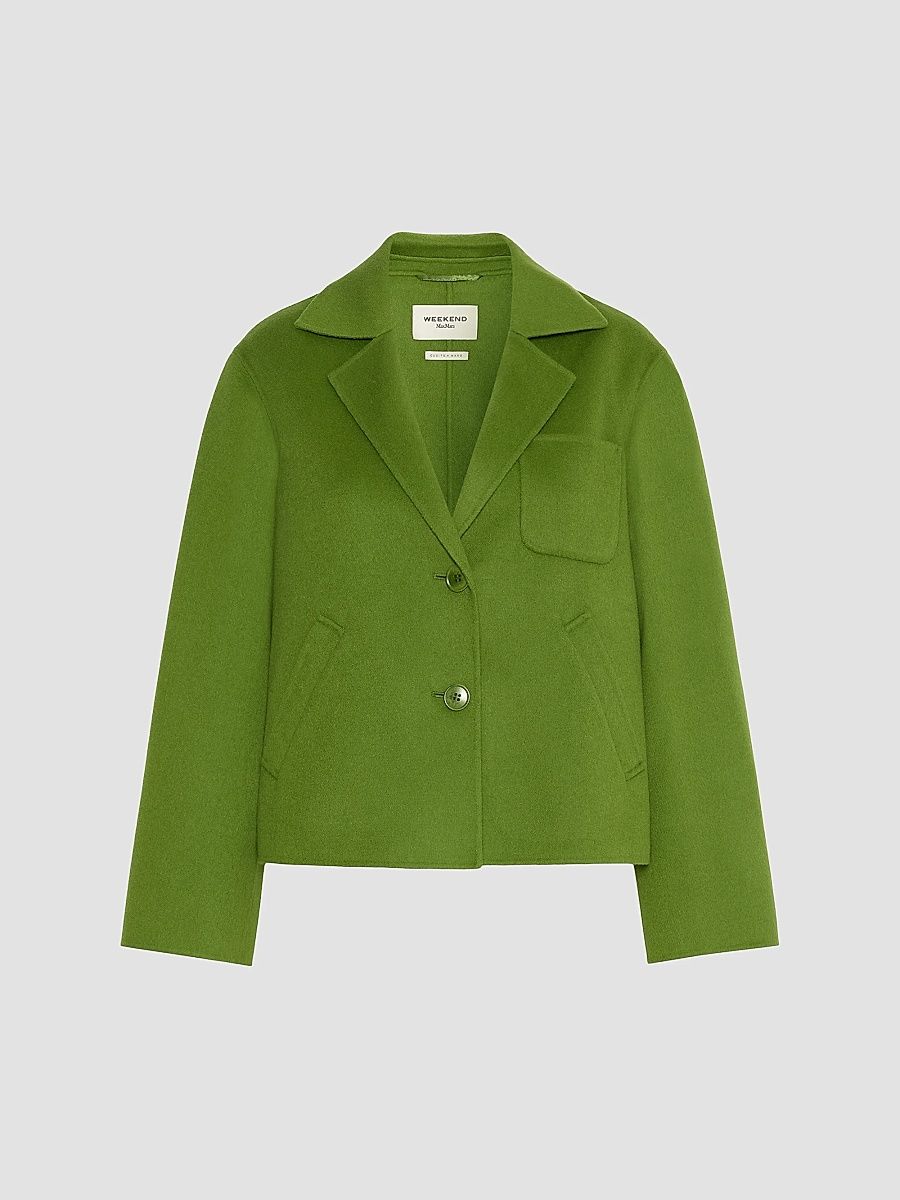Women's Double Wool Cropped Jacket - Green - Size 12