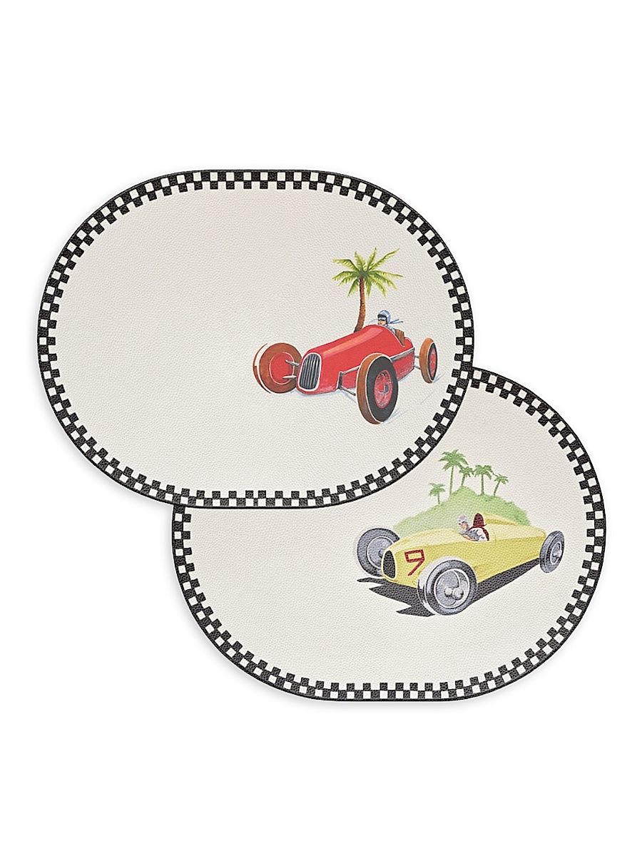 Vintage Monaco Gran Prix Reversible Faux Leather Placemat - White