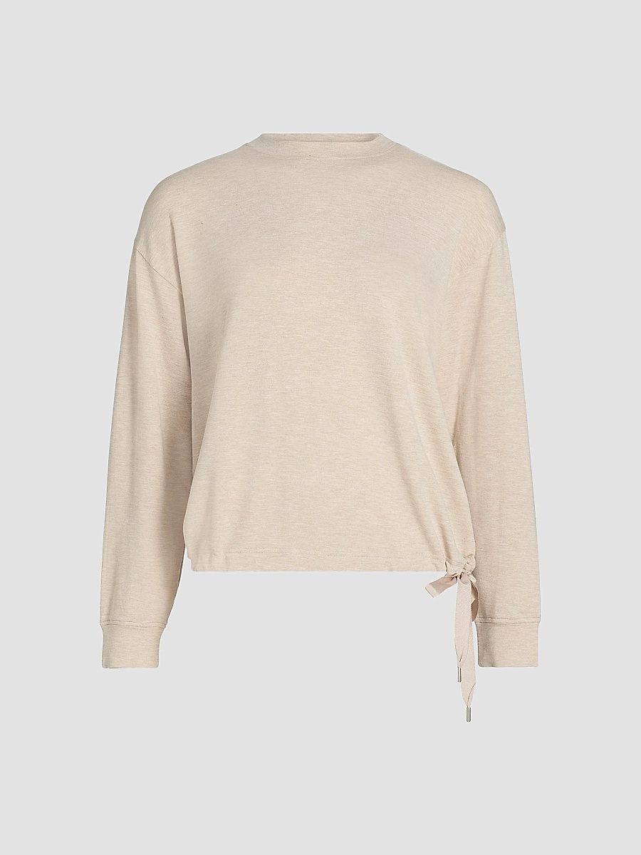 Majestic Filatures Women's French Terry Tie Sweater - Ecru Chine - Size Large
