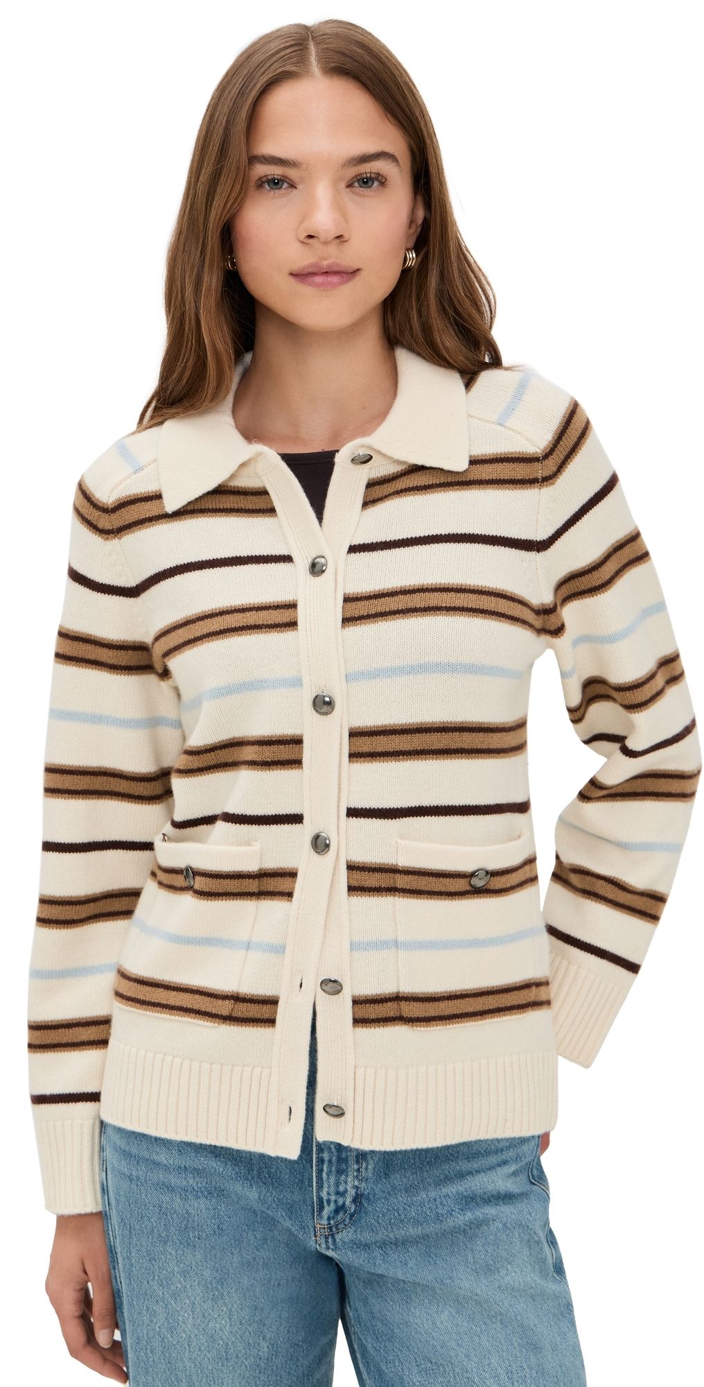 rag & bone Peggy Striped Oversized Cardigan Ivory Multi XS