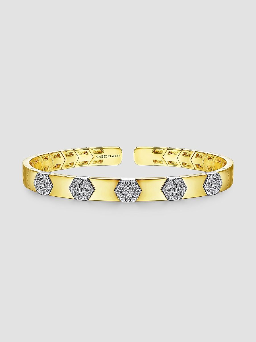 Gabriel & Co Women's Contemporary Two-Tone 14K Gold & 0.51 TCW Diamond Cuff - Yellow Gold