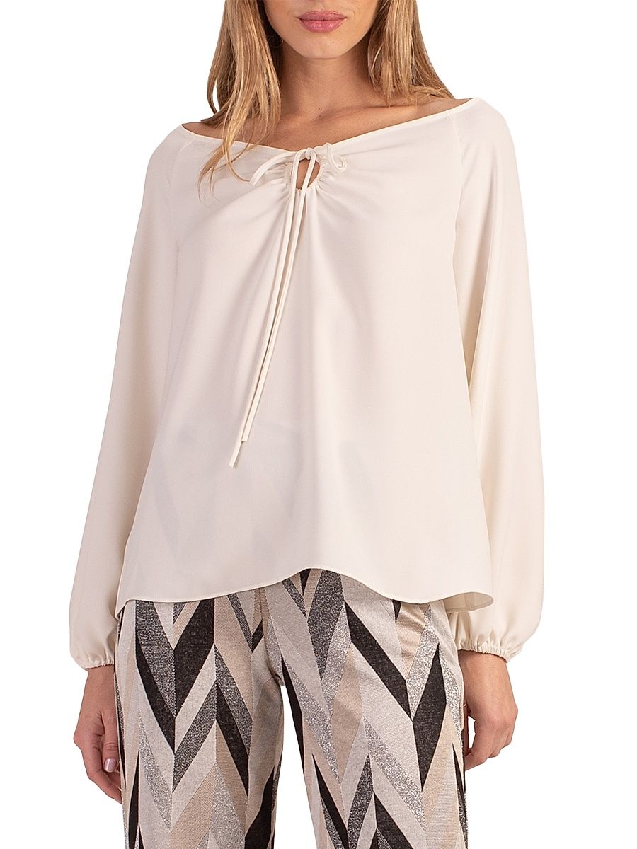 Women's Hydra Self-Tie Boatneck Blouse - Winter White - Size Small