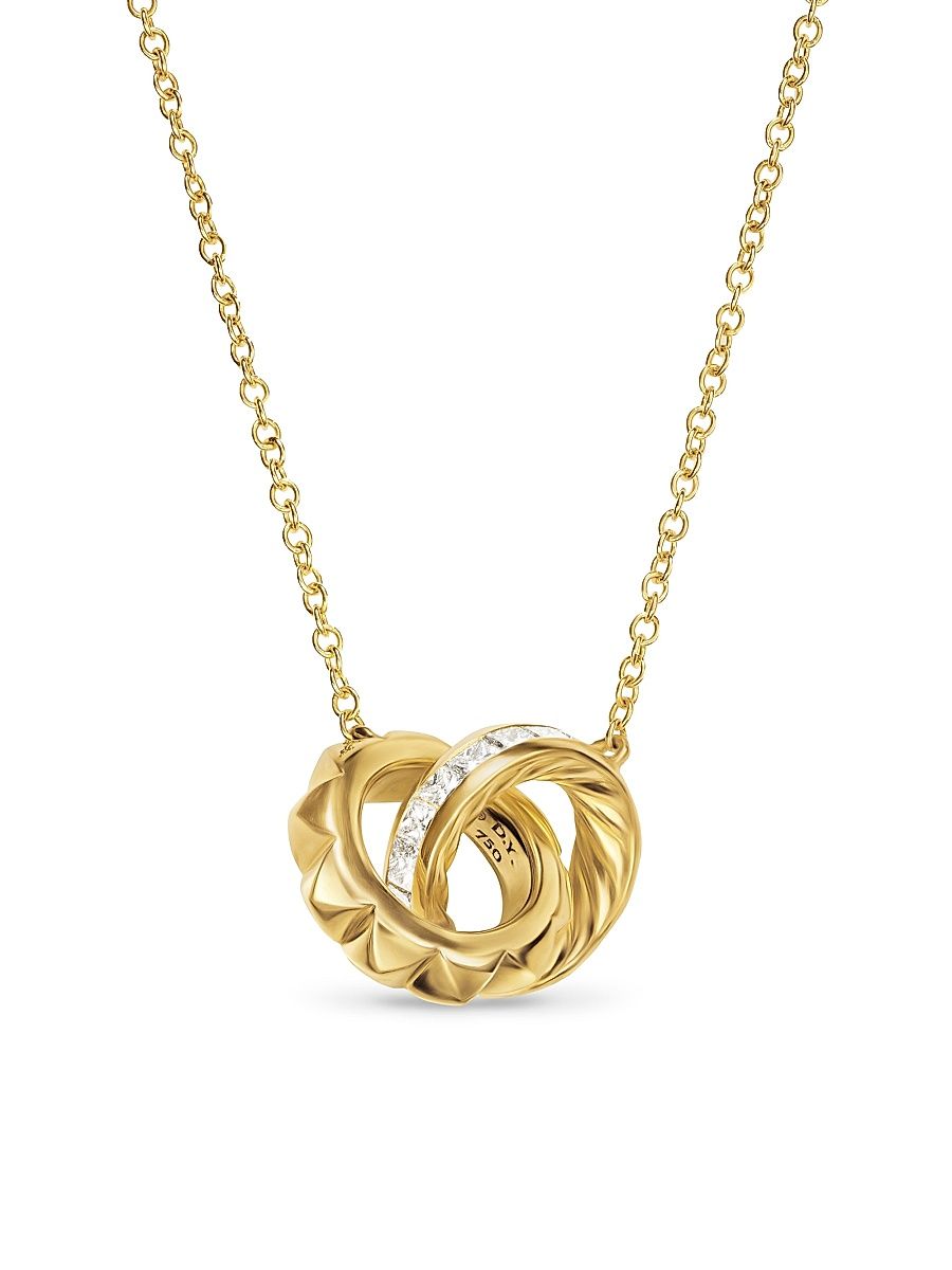 Women's Crossover Trio Chain Necklace in 18K Yellow Gold with Diamonds, 18.5MM - Diamond - Size 17