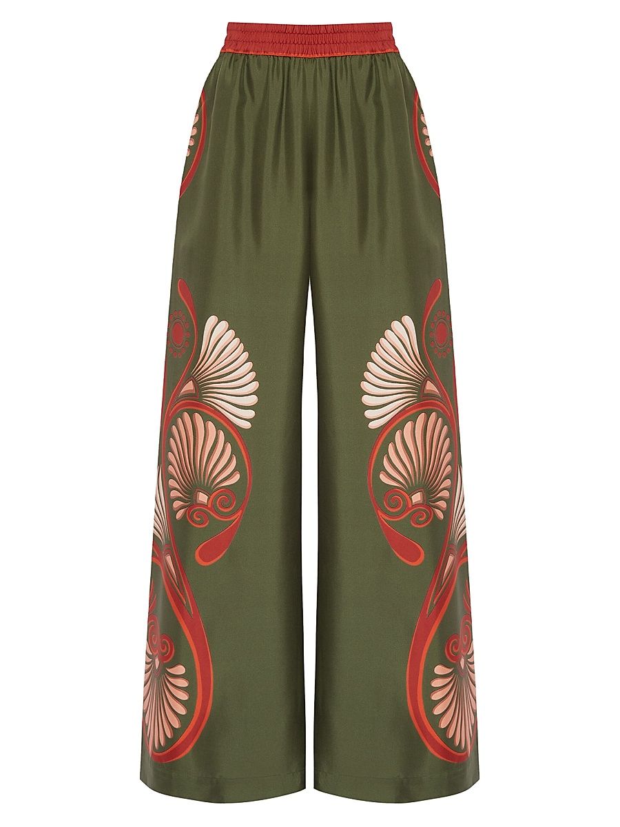 Women's Palazzo Pants - Dark Green - Size XS