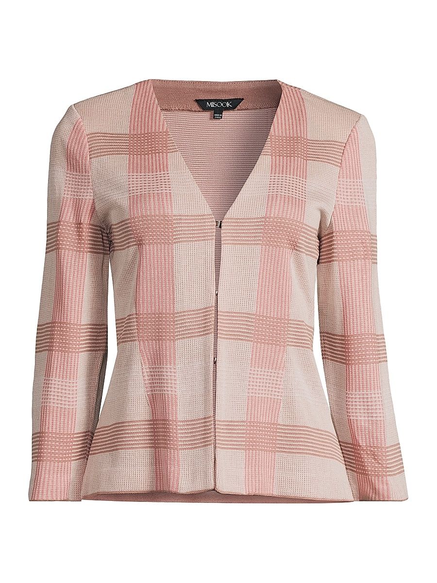 Women's Tailored Plaid Knit Jacket - Honey Suckle - Size XXL