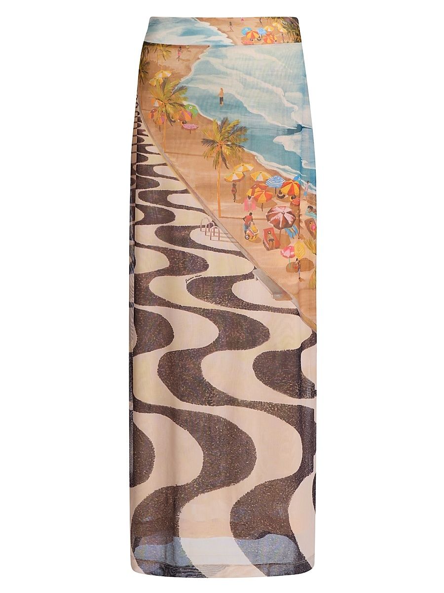 Women's Copacabana Beach Printed Maxi Skirt - Size XL